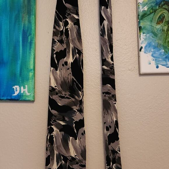 Tie black & grey 100% silk Pierre Balmann like watercolor beautiful wedding to c - Picture 7 of 9